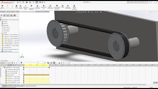 Solidworks  05 Movimento de correia dentada Toothed belt movement [upl. by Aymik753]