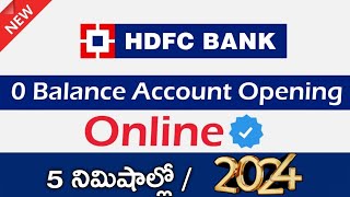 HDFC Zero Balance Account Opening Online 2024 [upl. by Delilah]