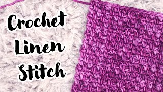 Crochet Linen Stitch Easy Tutorial [upl. by Redmund]