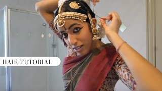 Indian Classical Dance Hair Tutorial  Bharatanatyam Dance [upl. by Herv]