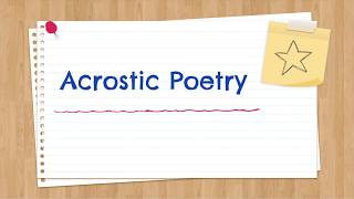 Acrostic Poetry [upl. by Adiazteb]