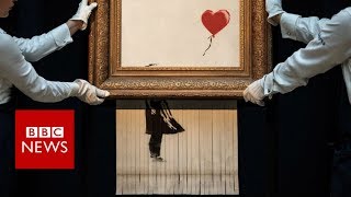 Banksy reveals shredding stunt practice  BBC News [upl. by Ulu]