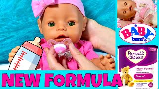 🍼Baby Born Gemma Tries New Baby Formula Organizing Baby Items In Badger Basket Doll Care Station [upl. by Netta]