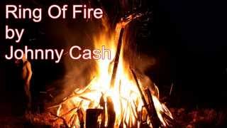 Ring Of Fire by Johnny Cash Lyrics [upl. by Ainnos236]