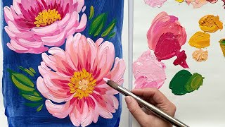 Painting Peonies In Acrylic [upl. by Clementi17]