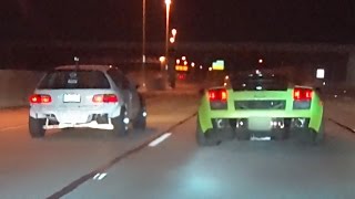 Turbo CIVICS vs Twin Turbo LAMBORGHINI [upl. by Ettenil61]