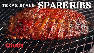 How to Smoke Texas Style Spare Ribs  Chuds BBQ [upl. by Petty]