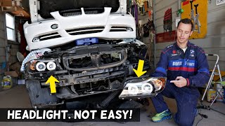 HEADLIGHT REPLACEMENT REMOVAL BMW E90 E91 E92 E93 [upl. by Dnomder]