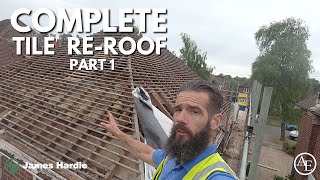 COMPLETE TILE REROOF PART 1 [upl. by Airdnax]