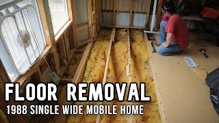 FLOOR REMOVAL amp How to PATCH a Mobile Home Floor Mobile Home Bedroom Renovation [upl. by Erodeht]