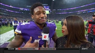 Stefon Diggs Emotional Postgame Field Interview  Saints vs Vikings  Jan 14 2018 [upl. by Ellison]