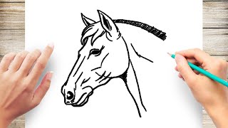 How To Draw Horse Head Step by Step [upl. by Patterman]