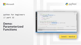Demo Parameterized functions  Python for Beginners 32 of 44 [upl. by Okim68]