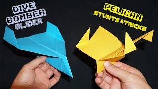 2 EASY Paper Planes  Pelican amp Dive Bomber Flips and Glides [upl. by Ttnerb]