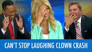 News Anchors Cant Stop Laughing At Clown Report [upl. by Amil]