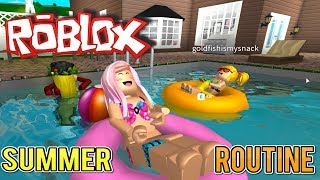 Bloxburg Summer Routine with Goldie amp Titi  Roblox Family Vlog [upl. by Sillaw]