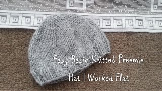 Easy Basic Knitted Preemie Hat  Worked Flat [upl. by Salene]