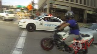 Bike Vs Police CHASE Motorcycle Stunts RUNNING From The Cops Riding WHEELIES Cop CHASES [upl. by Alletse]