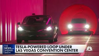 Inside Elon Musks underground loop tunnels in Las Vegas [upl. by Ellenid]