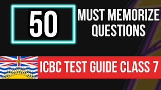 ICBC Knowledge Test Guide Class 7 British Columbia 50 Must Memorize Questions 1 [upl. by Croner]