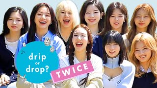 Kpop Girl Group TWICE Reacts to Wild Fashion Trends  Drip or Drop  Cosmopolitan [upl. by Gomar]