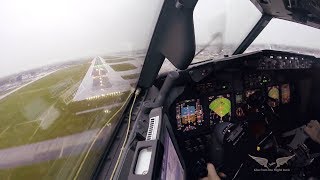 Stormy crosswind landing in LGW  Boeing 737 Captains view [upl. by Aettam118]