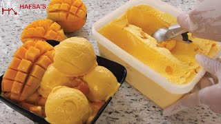 Mango Ice Cream Recipe  Homemade Ice cream Only 4 Ingredients  No Eggs  No Ice Cream Machine [upl. by Kataway]