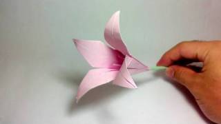 Origami Flower  Lily 100th video [upl. by Nauqyaj]