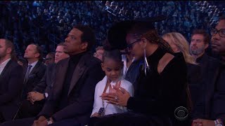 Blue Ivy Hilariously Calms Down Beyonce and JayZ During Grammys [upl. by Eineeuq816]