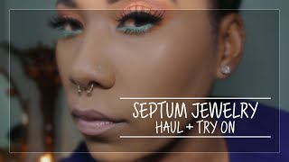 Septum Jewelry Haul  Try On [upl. by Ahsemik]