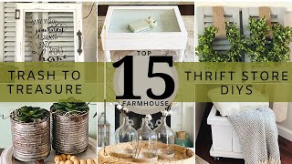 🌟TOP 15 Farmhouse Trash to TreasureThrift Store DIY Home Decor [upl. by Cogen]