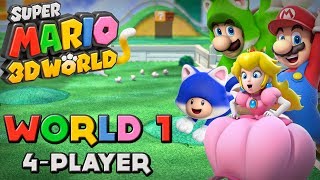 Super Mario 3D World  World 1 4Player [upl. by Leiva365]