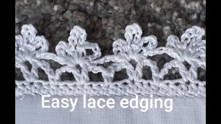 CROCHET LACE EDGING  VERY EASY [upl. by Llenod]