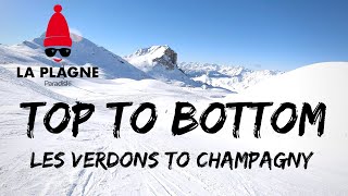 La Plagne Top to Bottom Les Verdons to Champagny via Bozelet and Les Bois 4K [upl. by Akiram]