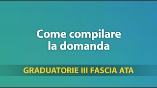 Graduatorie Terza Fascia ATA tutorial su come compilare la domanda 1 [upl. by Odlanar]