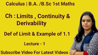 Ex 11  Definition of Limit and solved Questions based it  Calculus BABSc 1st  sem 1st [upl. by Eremaj]