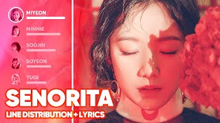 GIDLE  Senorita Line Distribution  Lyrics Color Coded PATREON REQUESTED [upl. by Narcis252]