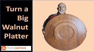 Turning a Large Walnut Serving Platter  woodturning [upl. by Falkner702]