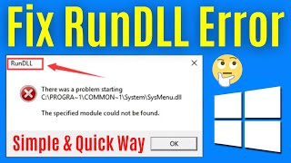 How To Fix RunDLL Error In Windows 1087 PC Or Laptop  Fix Rundll32Exe Error Easily amp Quick [upl. by Odoric350]