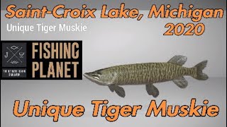 Fishing Planet Unique Tiger Muskie Guide 2020  SaintCroix Lake Michigan Outdated [upl. by Esorrebma]