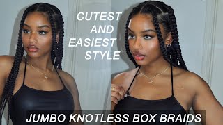 HOW TO SUPER FLAT JUMBO KNOTLESS BOX BRAIDS  EXTREMELY BEGINNER FRIENDLY [upl. by Yemirej]