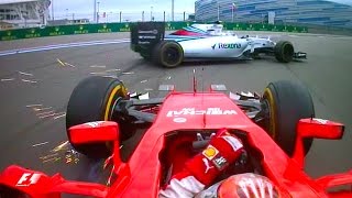 Raikkonen amp Bottas Collide 2015 Russian Grand Prix  F1 Classic Onboard [upl. by Clayson]