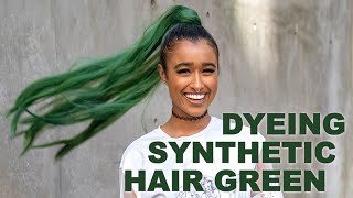 EASY Way To Dye Synthetic Hair  Green Hair Dye Tutorial [upl. by Edia]