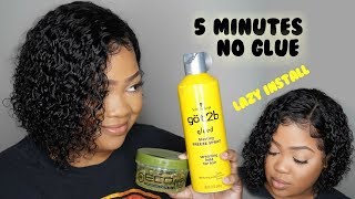 Lazy 5 Minute Lace Wig Install  No Glue Needed [upl. by Ardnasil]