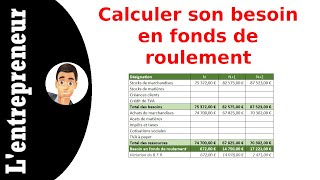 Calculer son besoin en fonds de roulement sur Excel [upl. by Raffaj807]