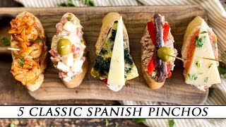 5 Classic Spanish Pinchos  Quick amp Simple Tapas Recipes [upl. by Ricker]