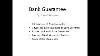 Bank Guarantee Full Video Introduction Parties Process amp Types [upl. by Mairem]