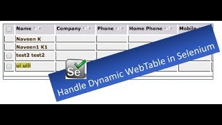 How to Handle Dynamic WebTable  WebDriver Session 14 [upl. by Patric]