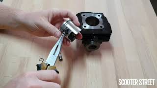 Scooter Piston Assembly  How To Install Rings [upl. by Lussi806]