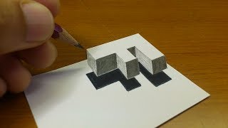 Very Easy How To Drawing 3D Floating Letter quotFquot  Anamorphic Illusion  3D Trick Art on paper [upl. by Ttoile]